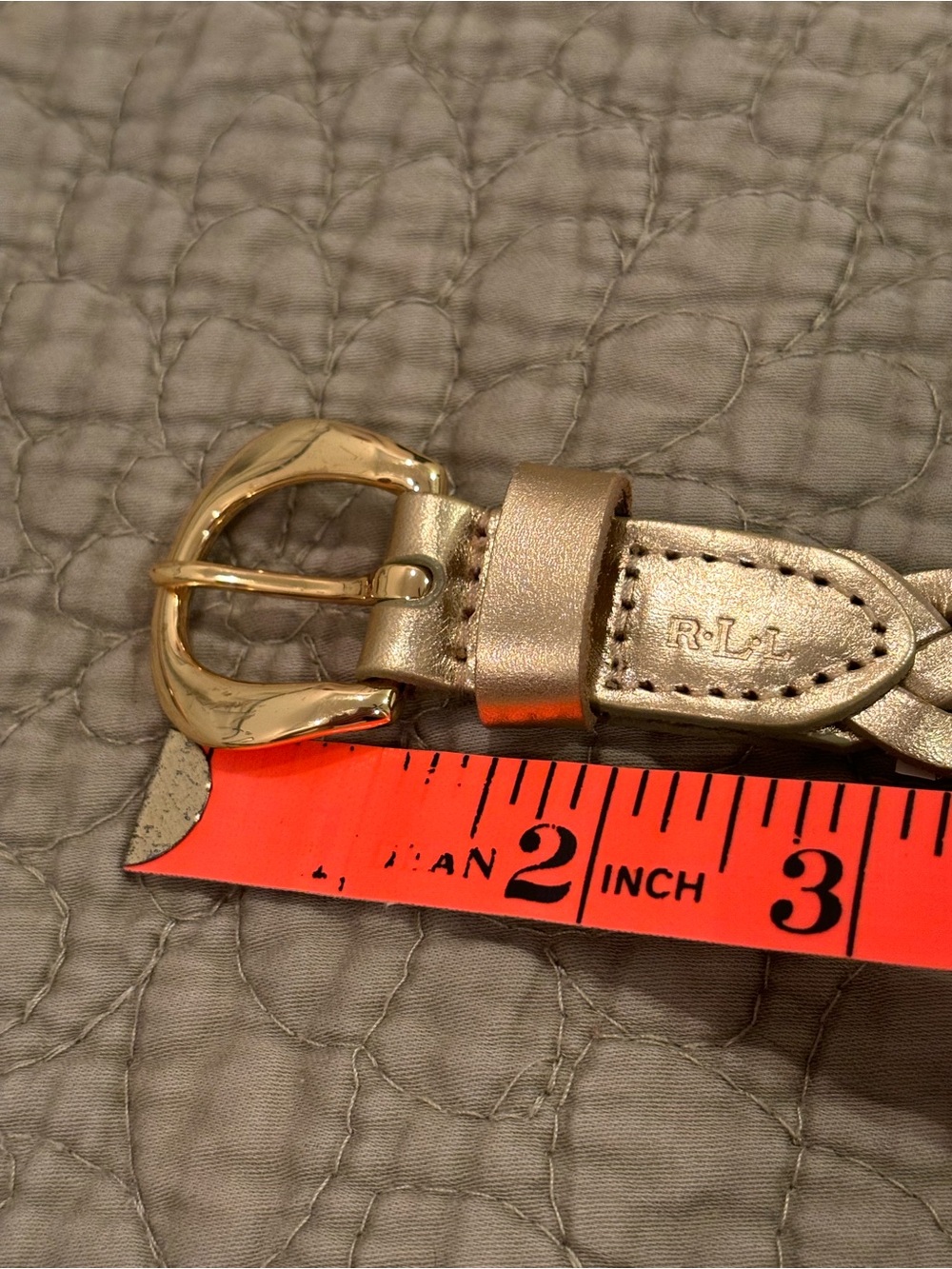 Lauren Ralph Lauren Gold Braided Leather Belt L/XL - Picture 3 of 8